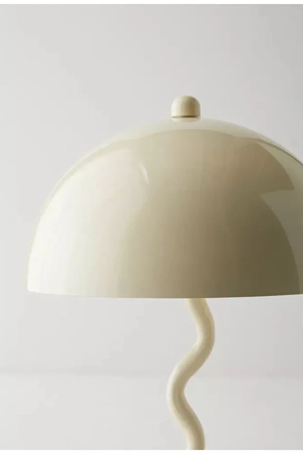 Modern Tasarım Mars Zigzag Abajur Metal Gövde Krem